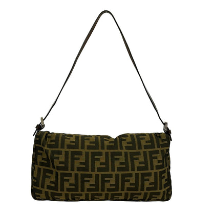 Fendi Shoulder Bag Zucca Pattern Dark Brown Leather — view 3