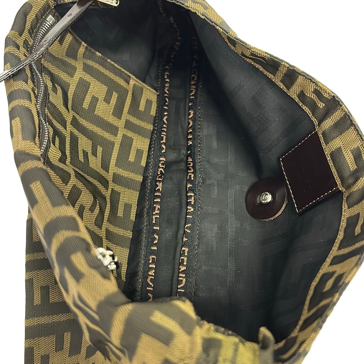 Fendi Shoulder Bag Zucca Pattern Dark Brown Leather — view 7