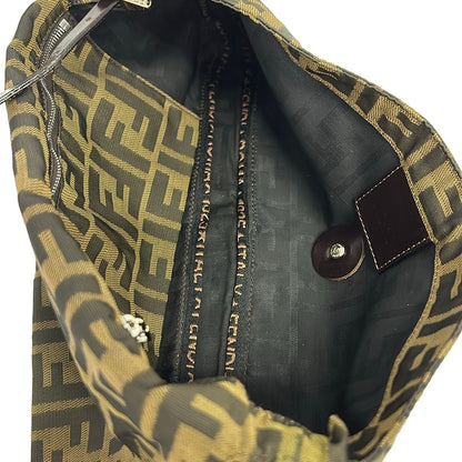 Fendi Shoulder Bag Zucca Pattern Dark Brown Leather — view 7