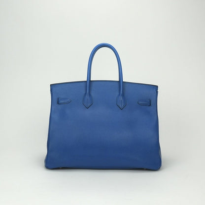 Hermes Birkin 35 Verso Tote Courchevel Blue France Gold Handbag Bicolor — view 3