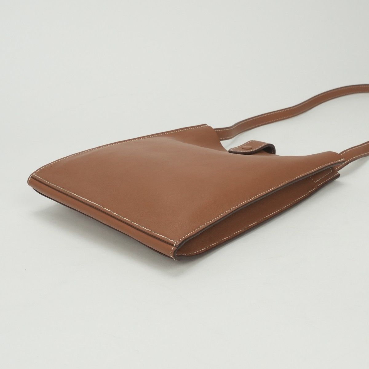 Hermes Pochette Uniform Shoulder Bag Swift Gold Brown Silver Veau — view 5