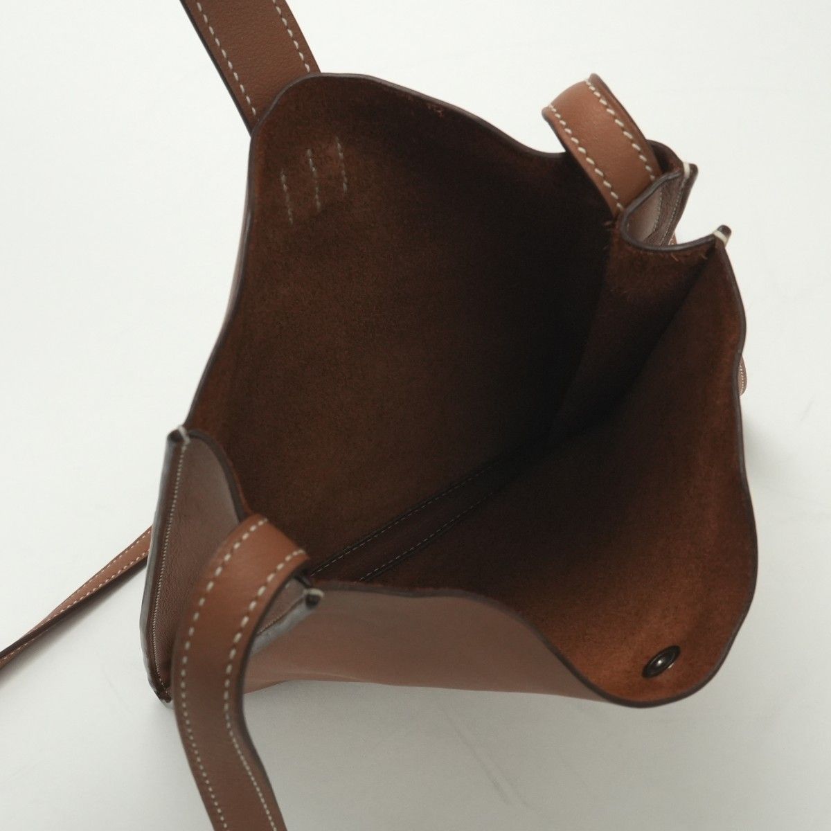 Hermes Pochette Uniform Shoulder Bag Swift Gold Brown Silver Veau — view 7