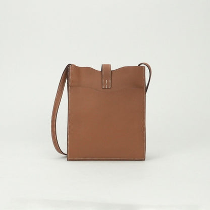 Hermes Pochette Uniform Shoulder Bag Swift Gold Brown Silver Veau — view 3