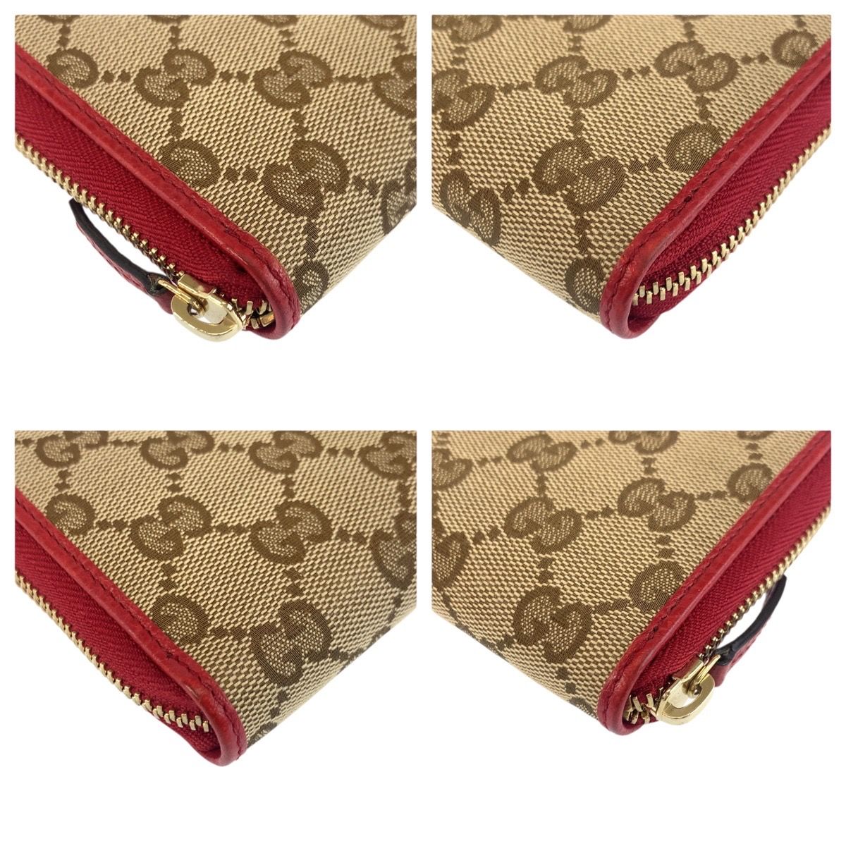 Gucci Beige Red Gold GG Canvas Wallet — view 6