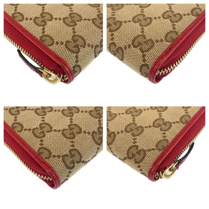 Gucci Beige Red Gold GG Canvas Wallet — view 6
