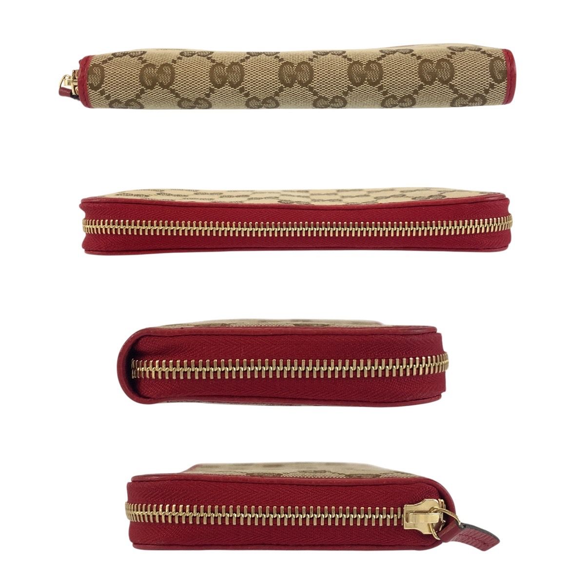 Gucci Beige Red Gold GG Canvas Wallet — view 8