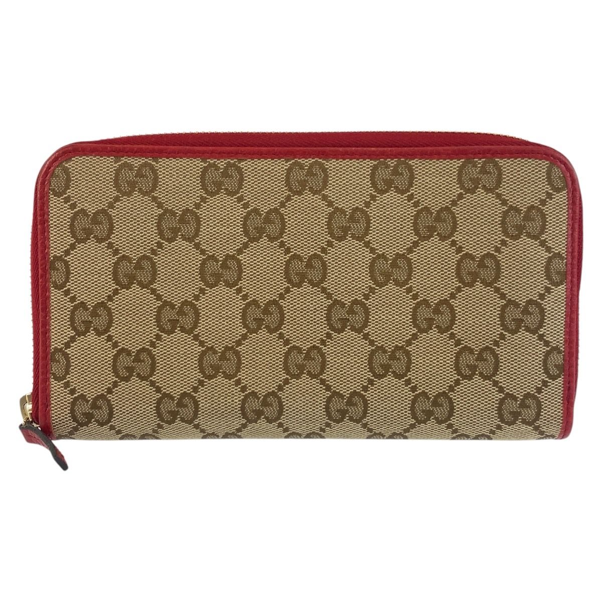 Gucci Beige Red Gold GG Canvas Wallet