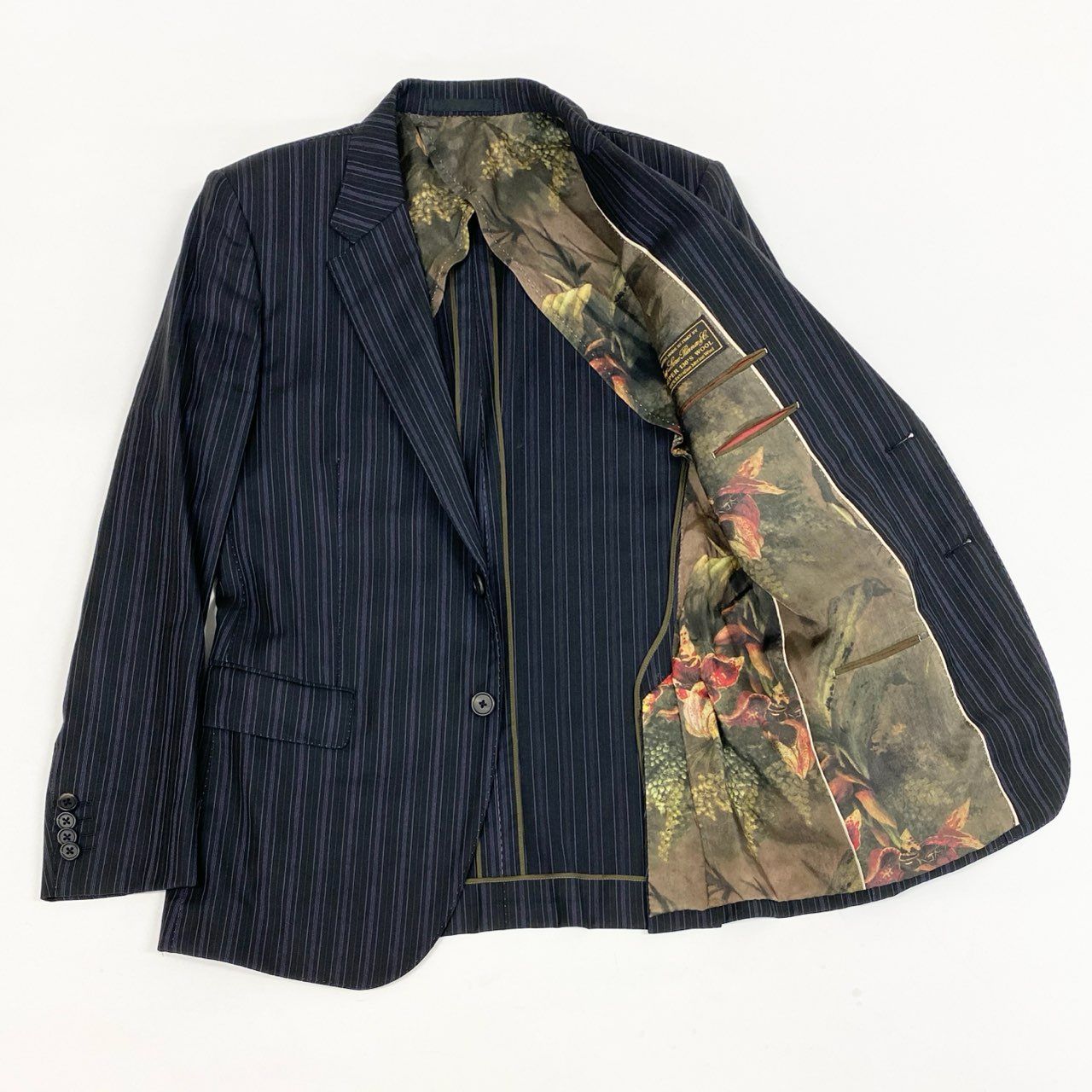 Loro Piana Paul Smith London Singles Jacket Striped Pattern Fabric M2 Black — view 2
