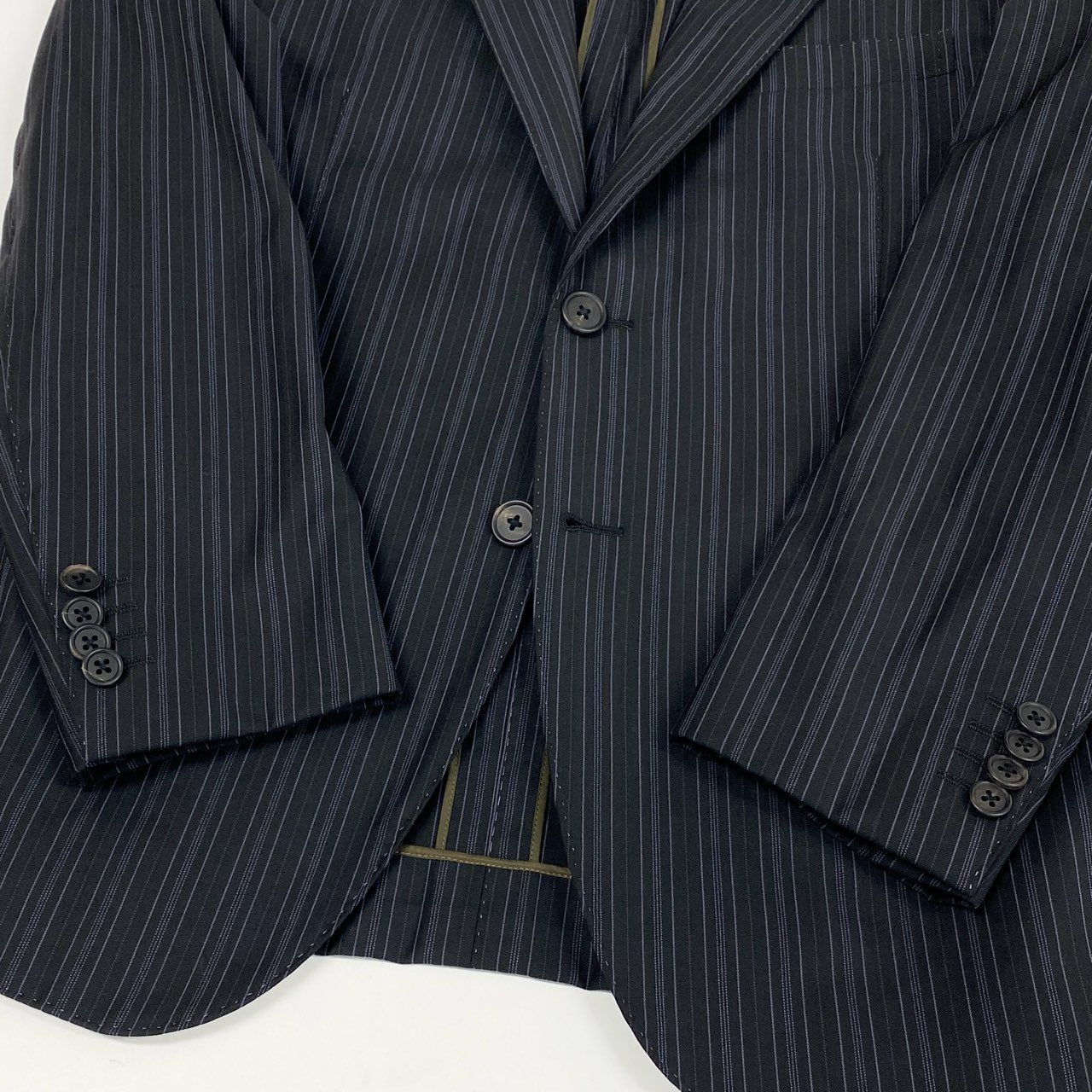 Loro Piana Paul Smith London Singles Jacket Striped Pattern Fabric M2 Black — view 5