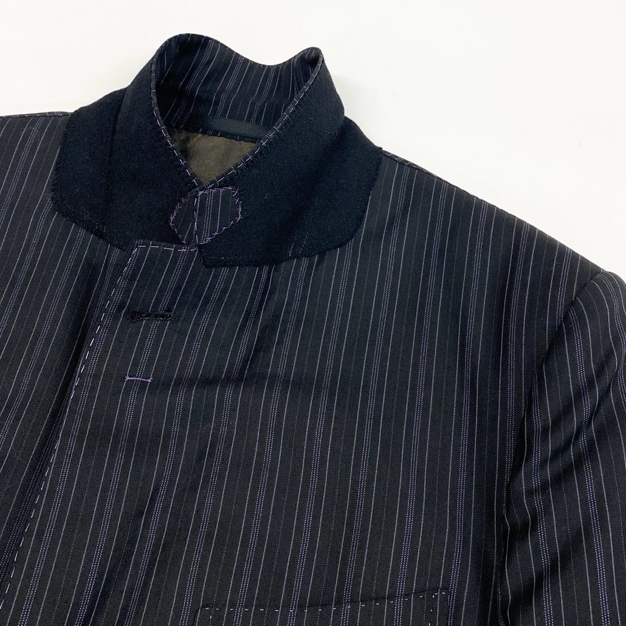 Loro Piana Paul Smith London Singles Jacket Striped Pattern Fabric M2 Black — view 3