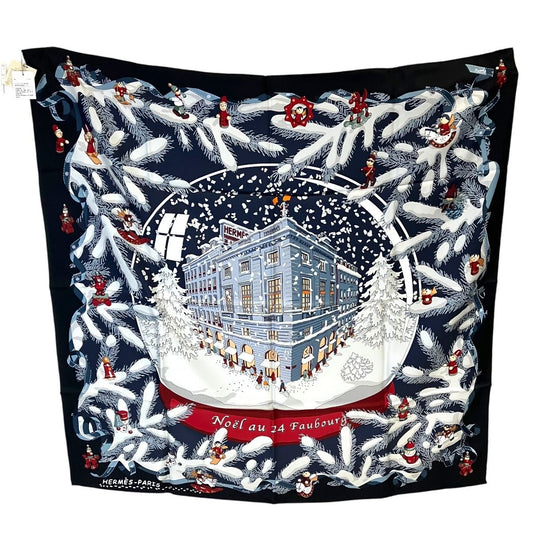 Hermes Christmas at Faubourg Carre 90 Scarf Silk