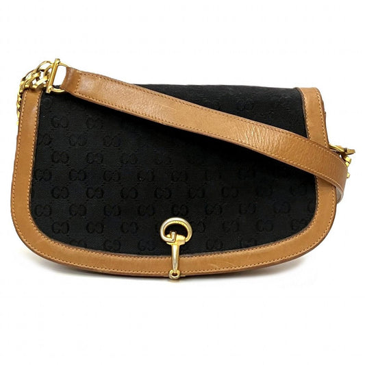 Gucci Horsebit GG Shoulder Bag Canvas Leather