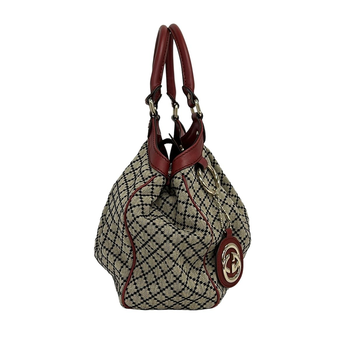 Gucci Tote Ivory Black Red Leather — view 2