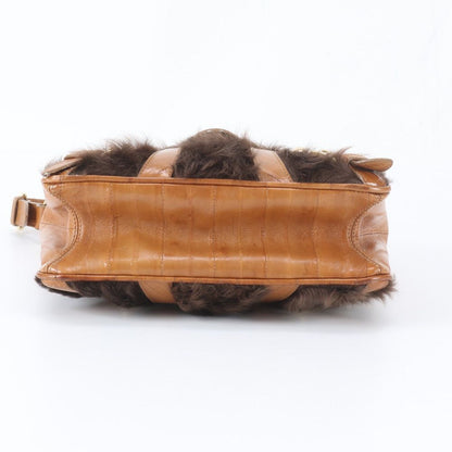 Dolce & Gabbana D&G Fur Leather Shoulder Bag Tote Hand Brown — view 6