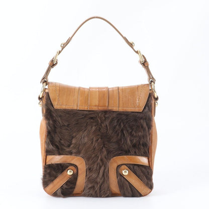 Dolce & Gabbana D&G Fur Leather Shoulder Bag Tote Hand Brown — view 3
