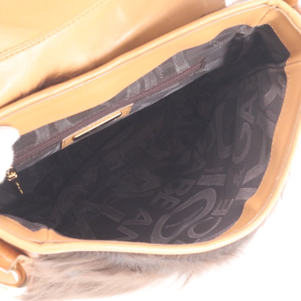 Dolce & Gabbana D&G Fur Leather Shoulder Bag Tote Hand Brown — view 7