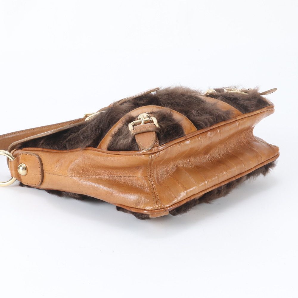 Dolce & Gabbana D&G Fur Leather Shoulder Bag Tote Hand Brown — view 5
