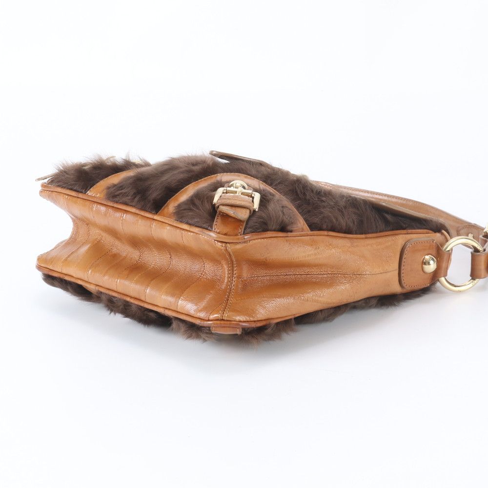 Dolce & Gabbana D&G Fur Leather Shoulder Bag Tote Hand Brown — view 4