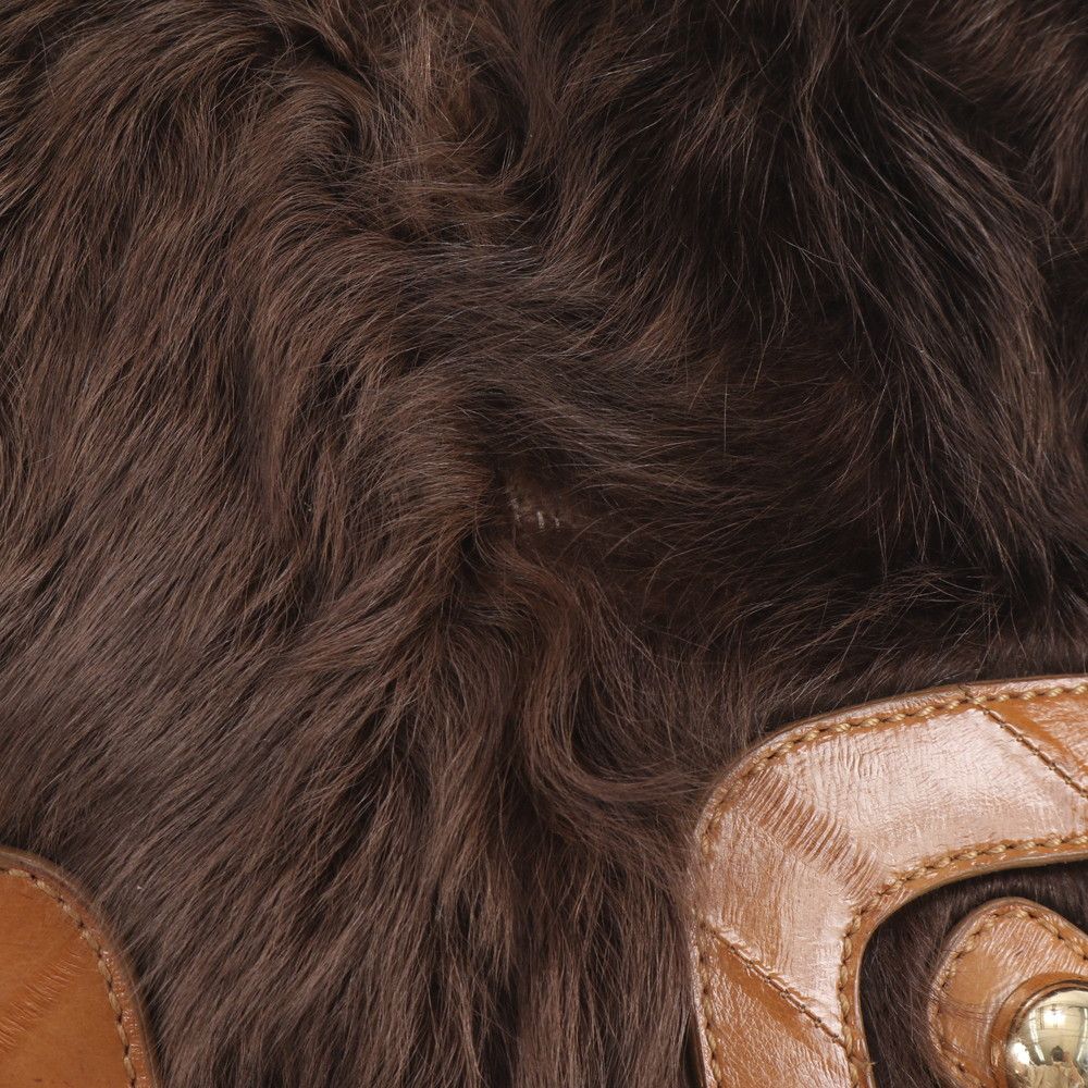 Dolce & Gabbana D&G Fur Leather Shoulder Bag Tote Hand Brown — view 8