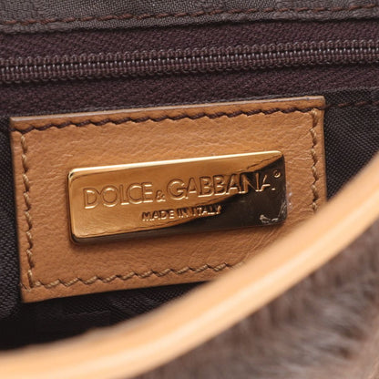 Dolce & Gabbana D&G Fur Leather Shoulder Bag Tote Hand Brown — view 9