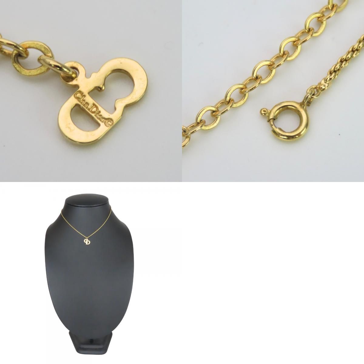 Dior Necklace CD Logo Metal Rhinestone Gold Plated Pendant — view 9