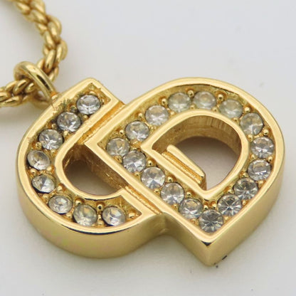 Dior Necklace CD Logo Metal Rhinestone Gold Plated Pendant — view 4