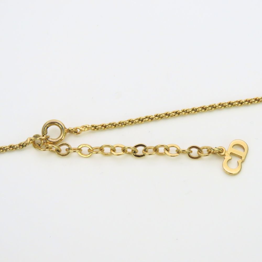 Dior Necklace CD Logo Metal Rhinestone Gold Plated Pendant — view 7