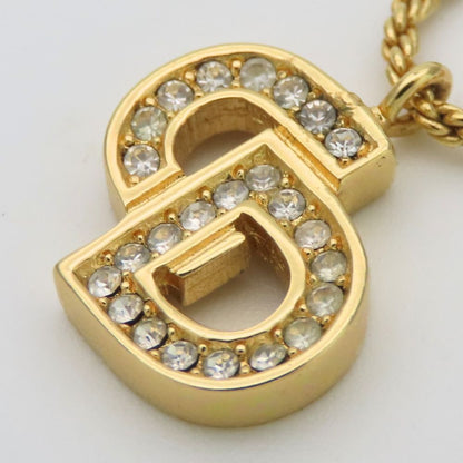 Dior Necklace CD Logo Metal Rhinestone Gold Plated Pendant — view 3