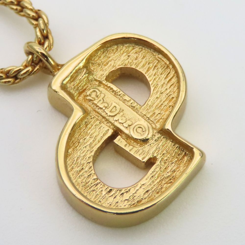 Dior Necklace CD Logo Metal Rhinestone Gold Plated Pendant — view 5