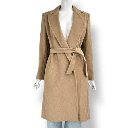 Max Mara Wool Long Belt Wrap Coat Beige 38 — view 2