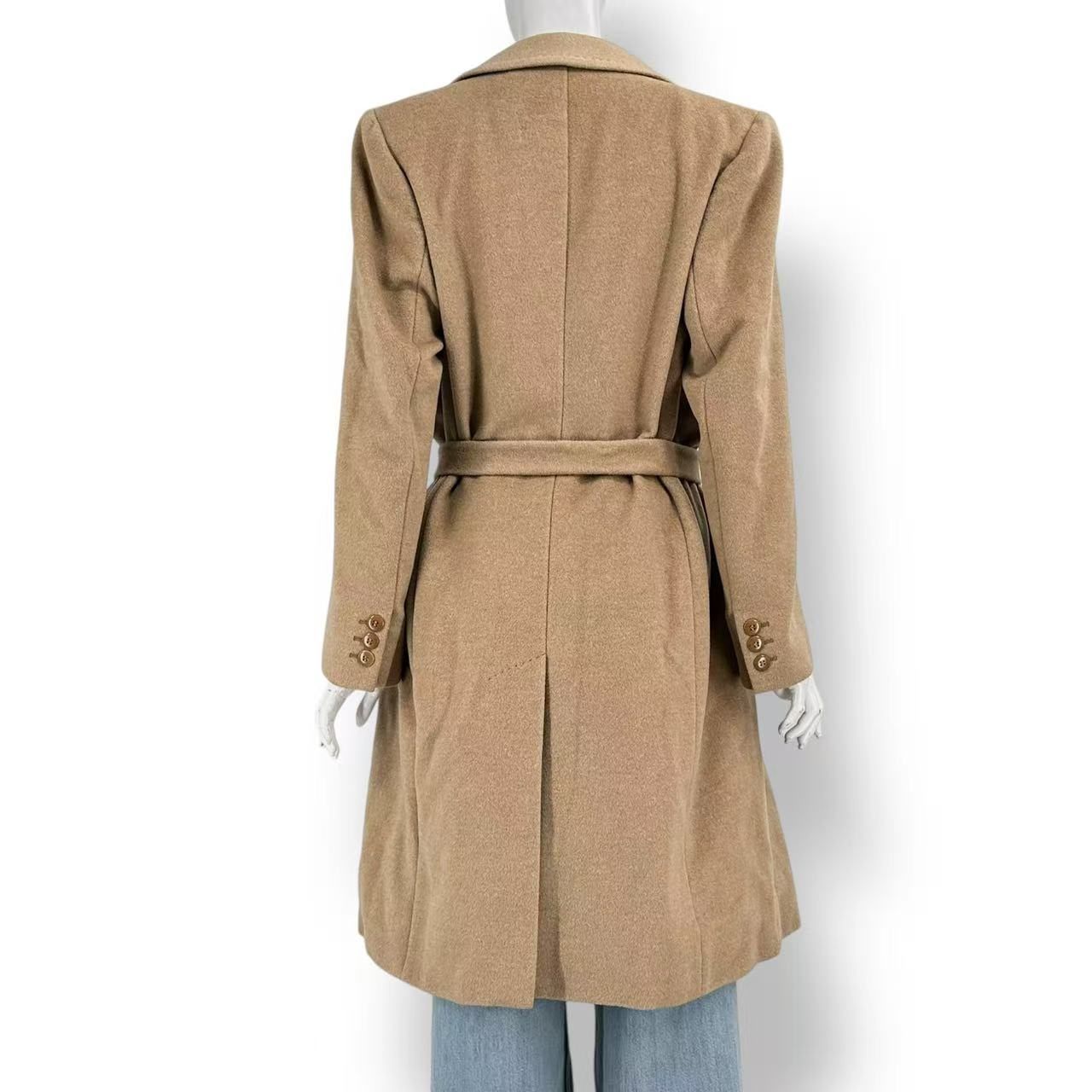Max Mara Wool Long Belt Wrap Coat Beige 38 — view 3