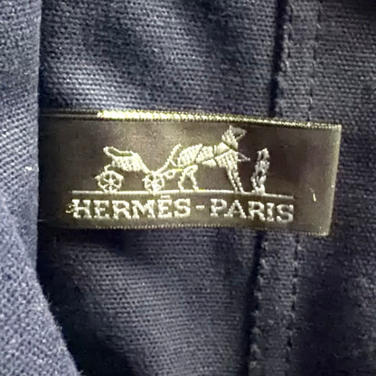 Hermes New Fourre Tout MM Canvas Khaki Green Navy Tote Silver — view 4