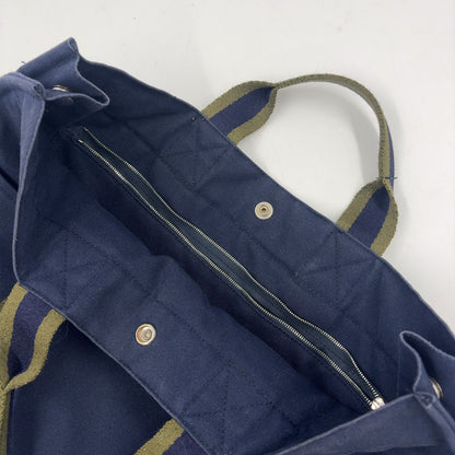 Hermes New Fourre Tout MM Canvas Khaki Green Navy Tote Silver — view 8