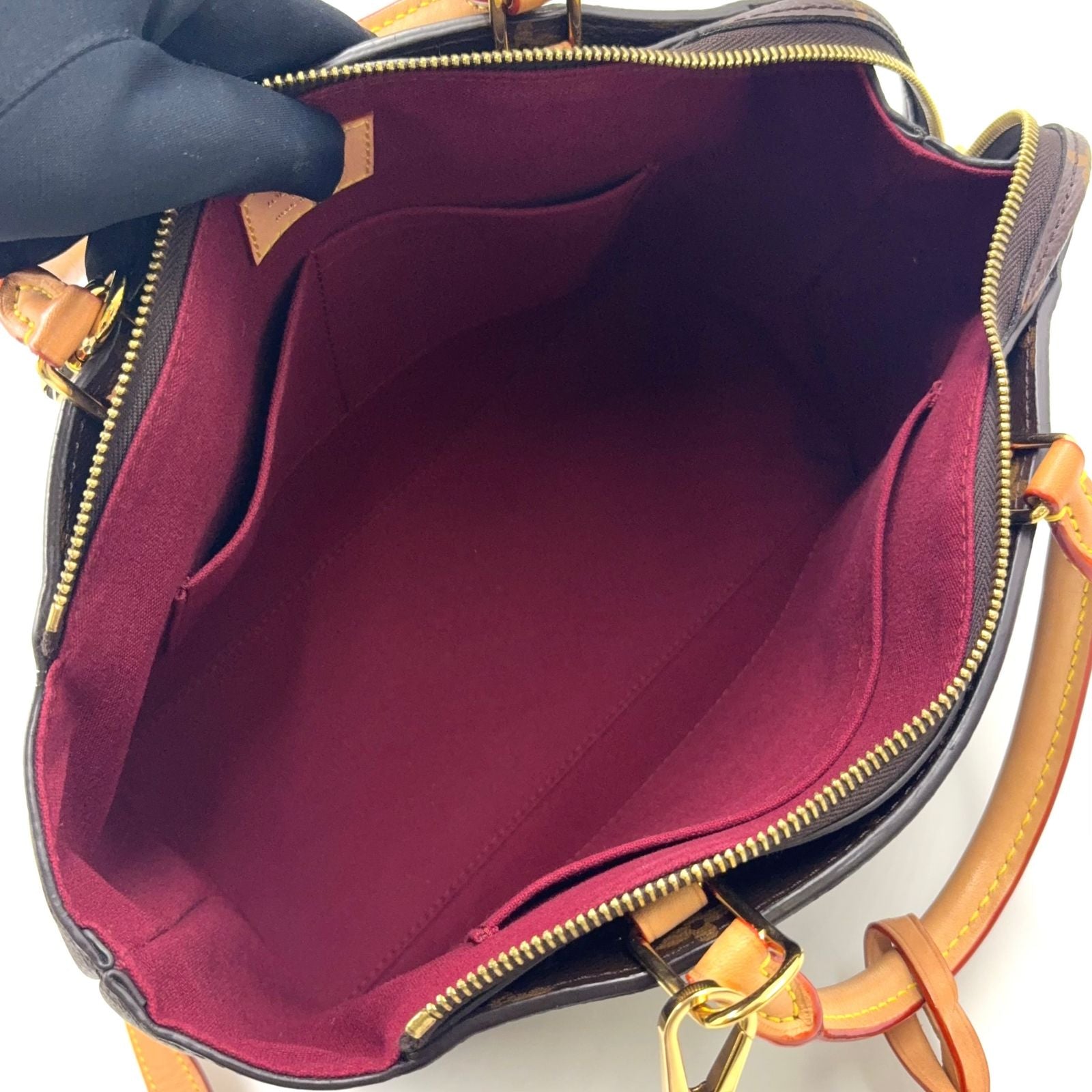 Louis Vuitton New Arrivals Petit Palais PM Monogram Leather Brown Handbag Gold — view 3