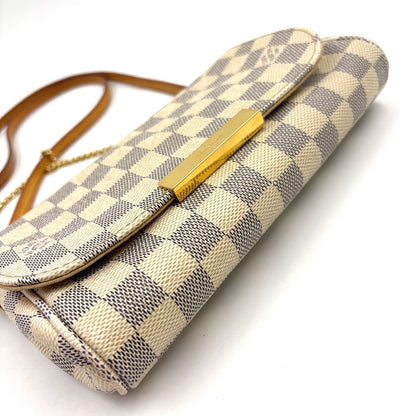 Louis Vuitton New Arrivals Favorite PM Damier Azur Shoulder Leather White — view 8