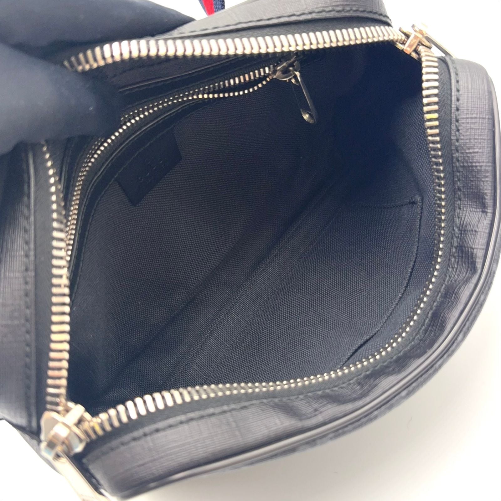 Gucci New Arrival GG Supreme Sherry Line Leather Black Belt Bag Silver — view 3