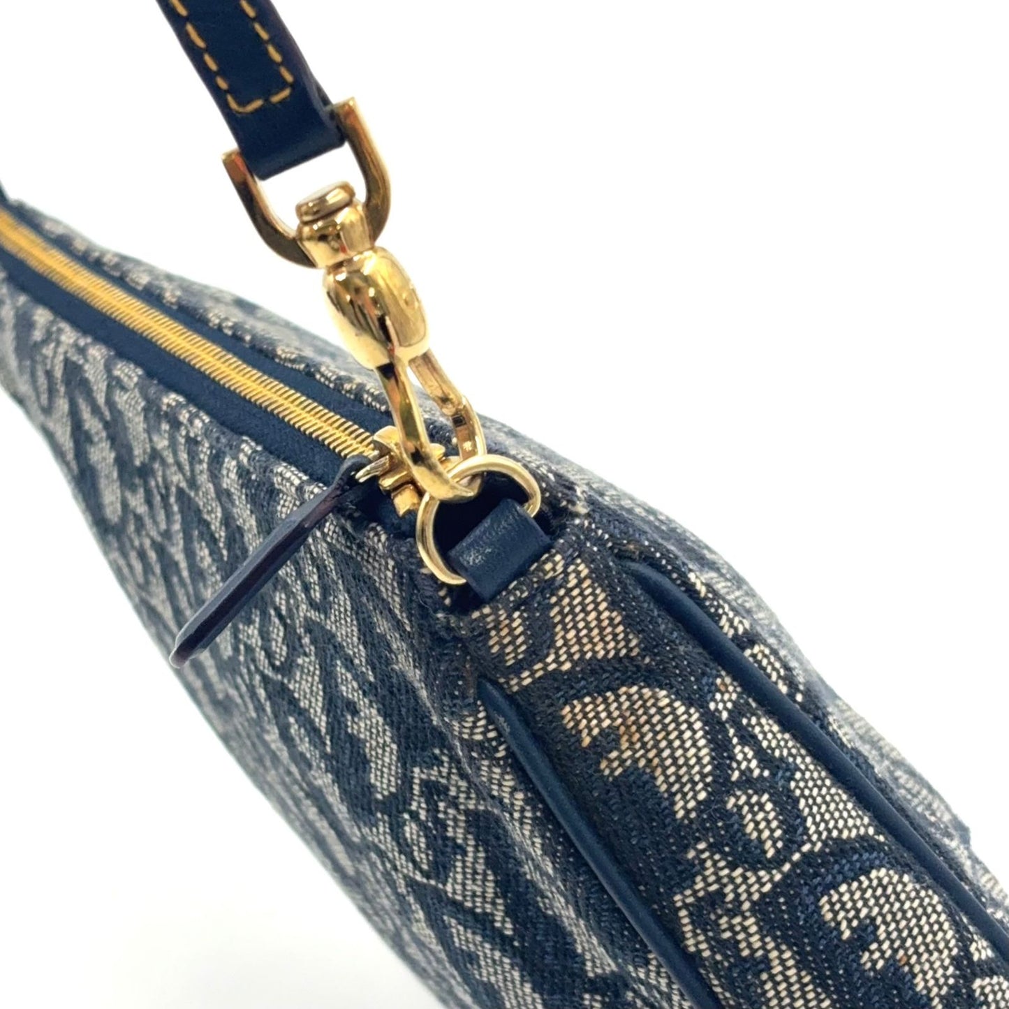 Dior New Arrival Trotter Saddle Leather Canvas Navy Handbag Gold — view 9