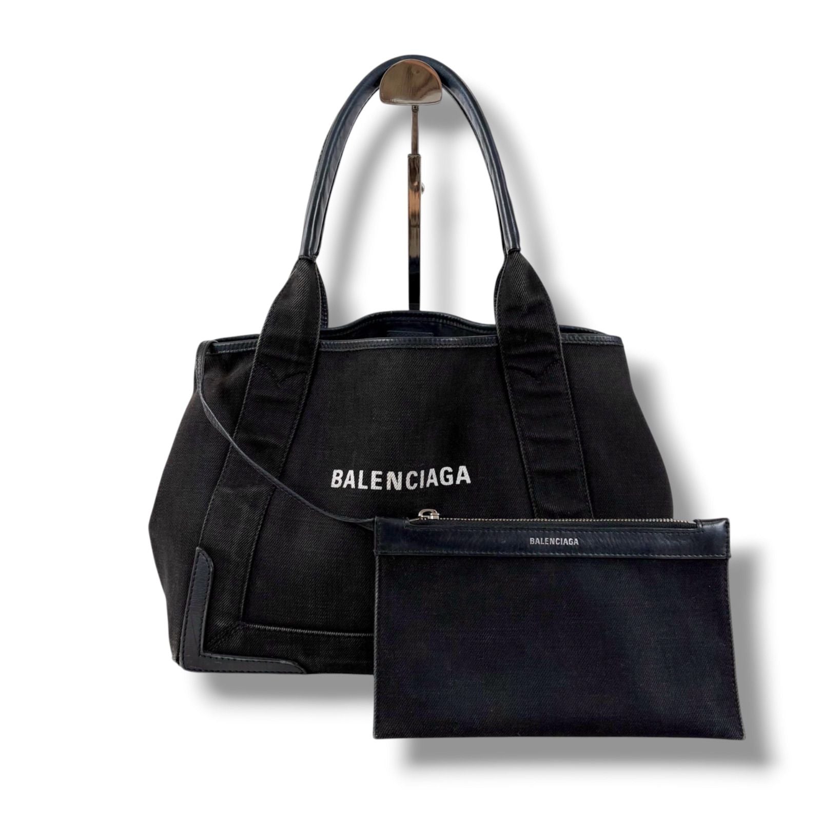 Balenciaga Navy Cabas S Mini Tote Black
