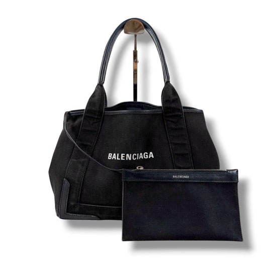 Balenciaga Navy Cabas S Mini Tote Black