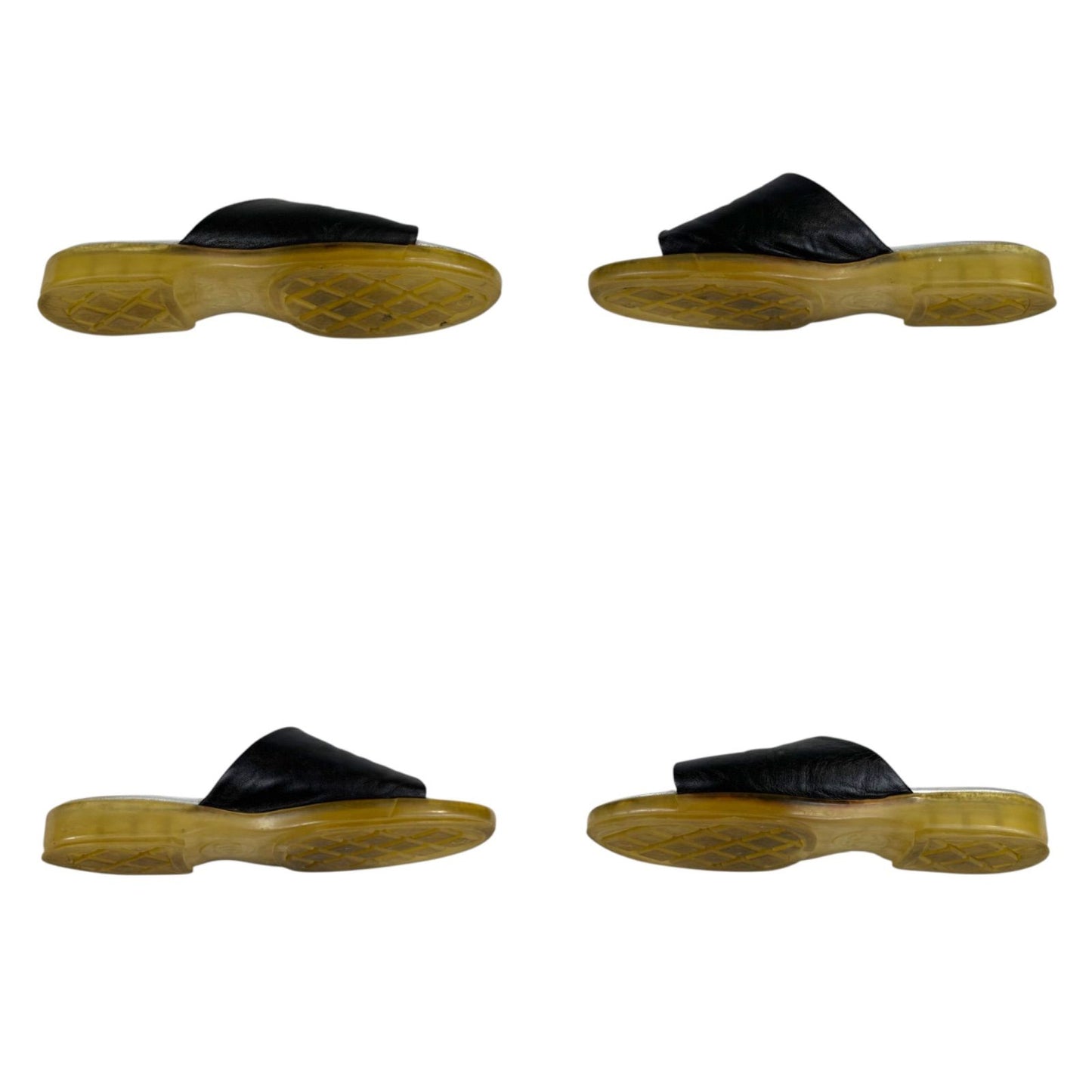 Chanel CC Logo Leather Slide Sandals Black — view 6