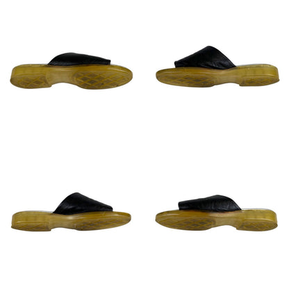 Chanel CC Logo Leather Slide Sandals Black — view 6