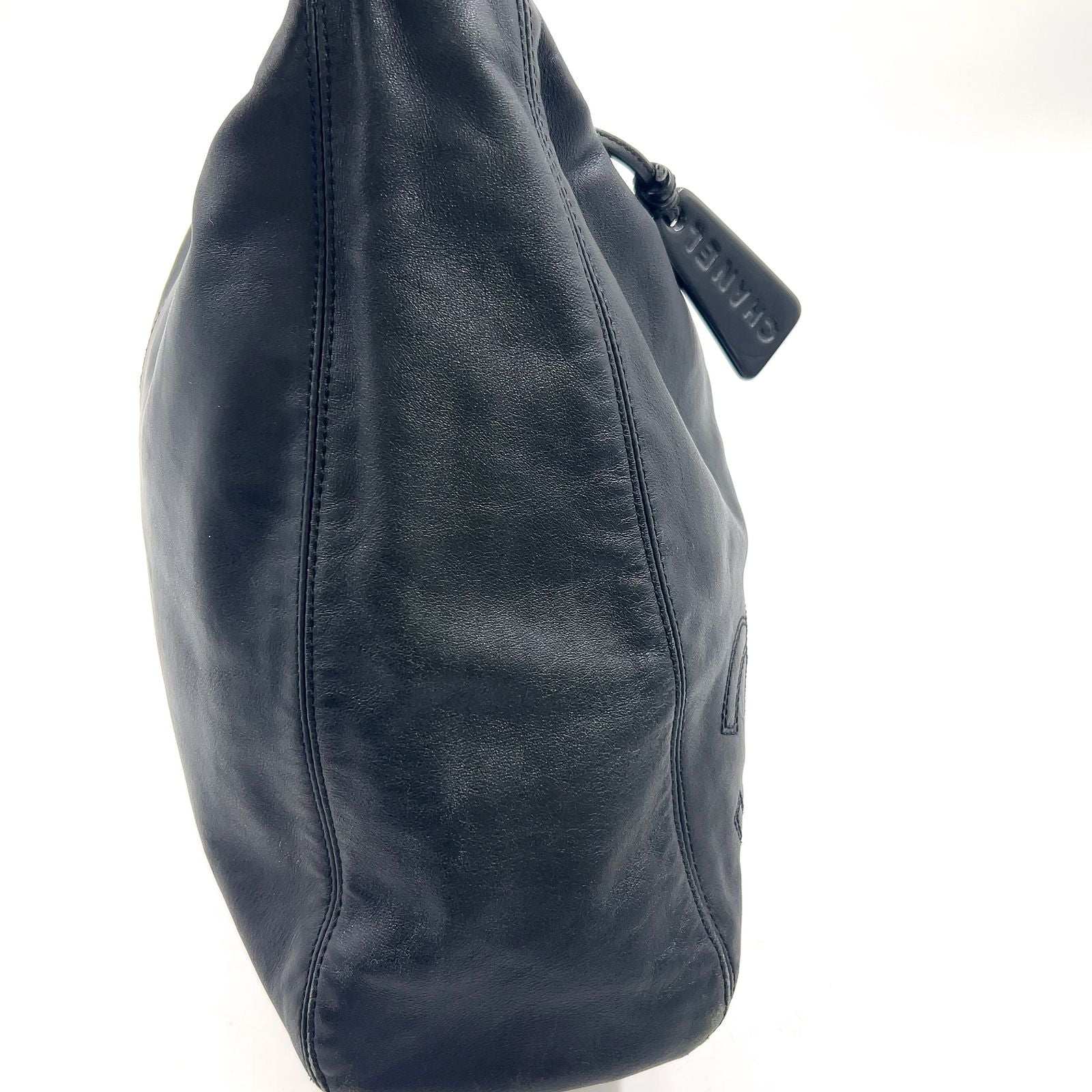 Chanel Limited Double Stitch CC Logo Hobo Random Lambskin Black Shoulder — view 8