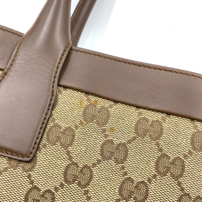 Gucci Limited GG Canvas Leather Brown Beige Handbag Gold — view 7