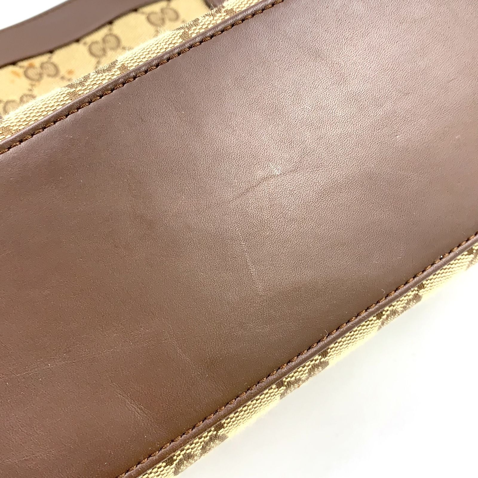 Gucci Limited GG Canvas Leather Brown Beige Handbag Gold — view 9