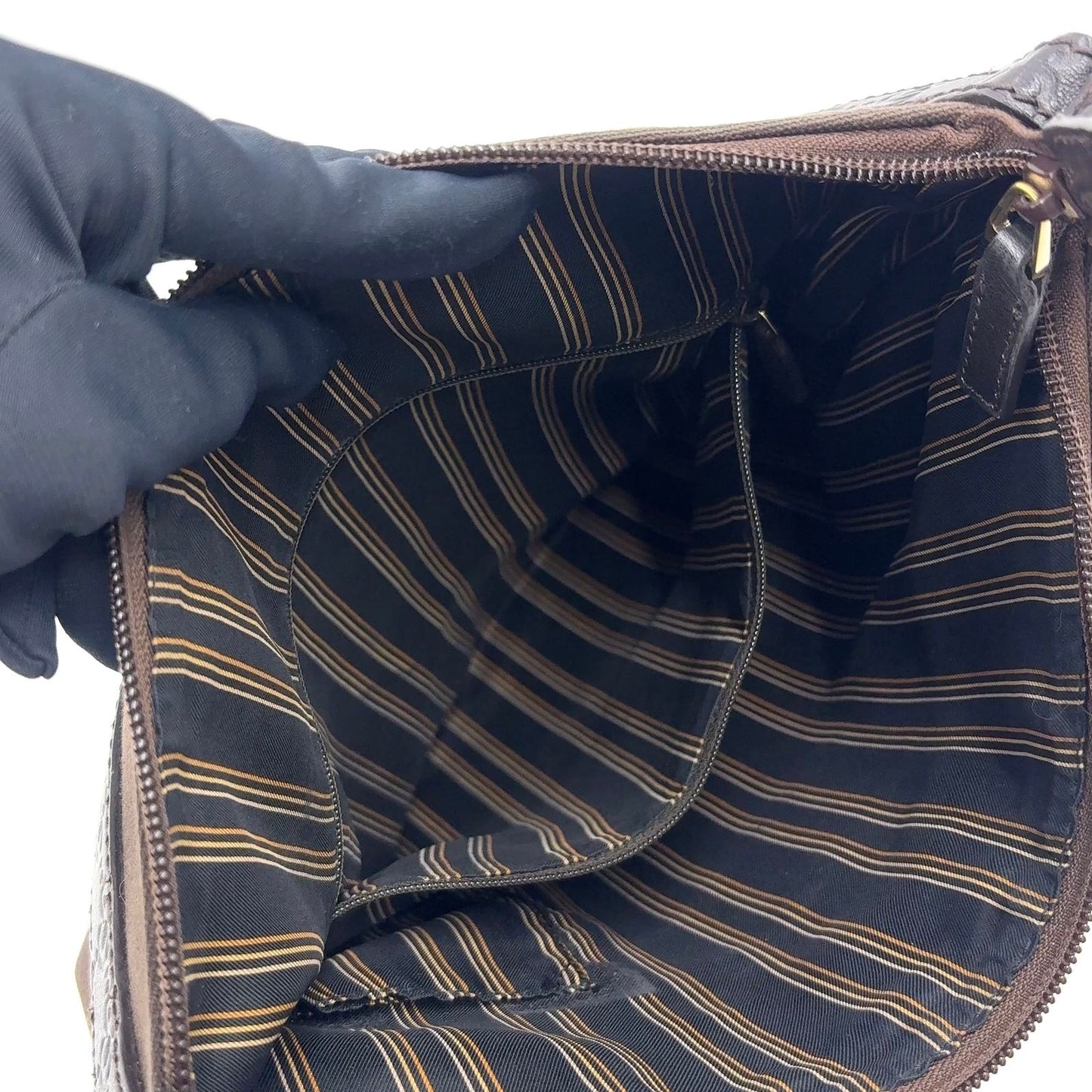 Gucci Limited Guccissima Leather Canvas Dark Brown Shoulder Bag Silver — view 7