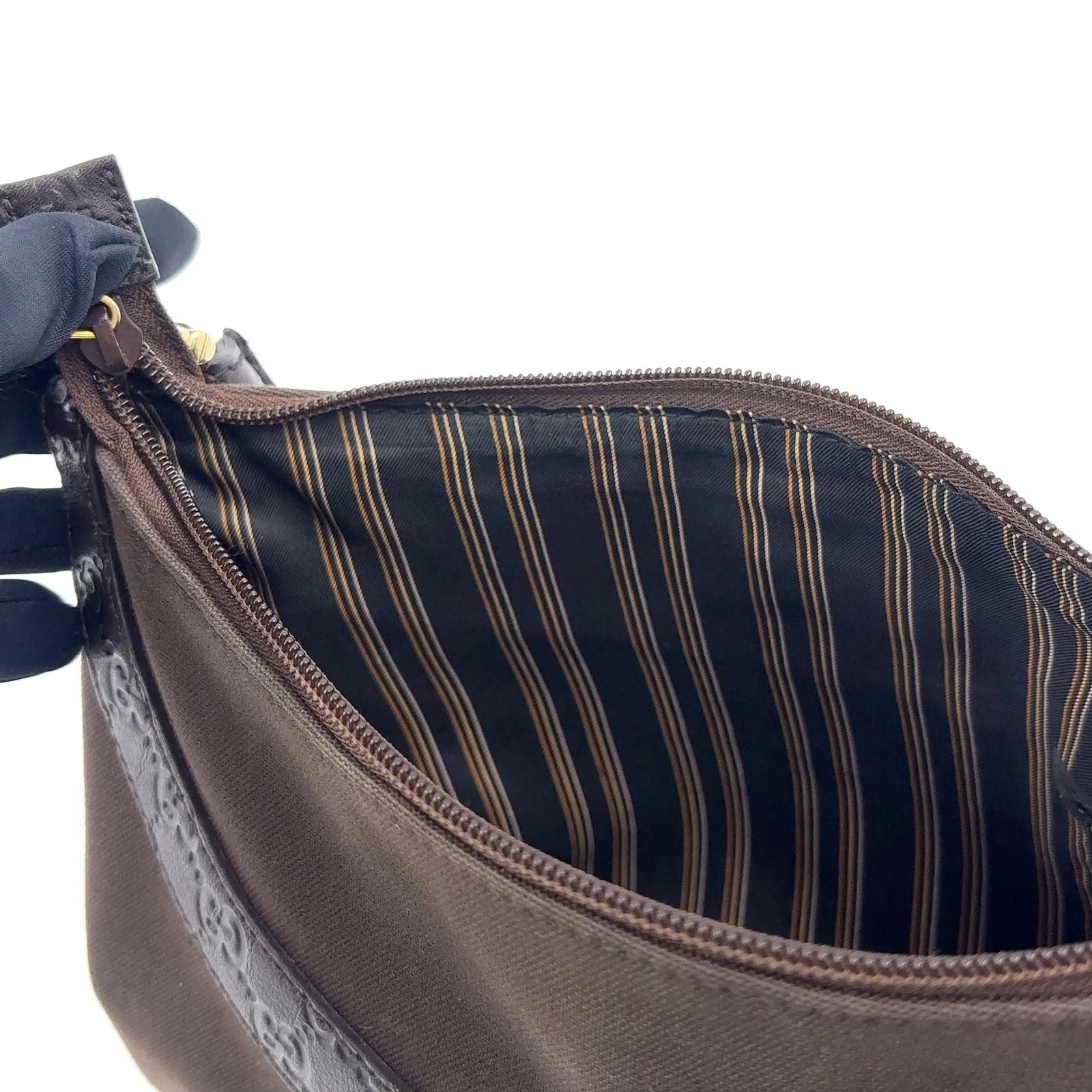 Gucci Limited Guccissima Leather Canvas Dark Brown Shoulder Bag Silver — view 9