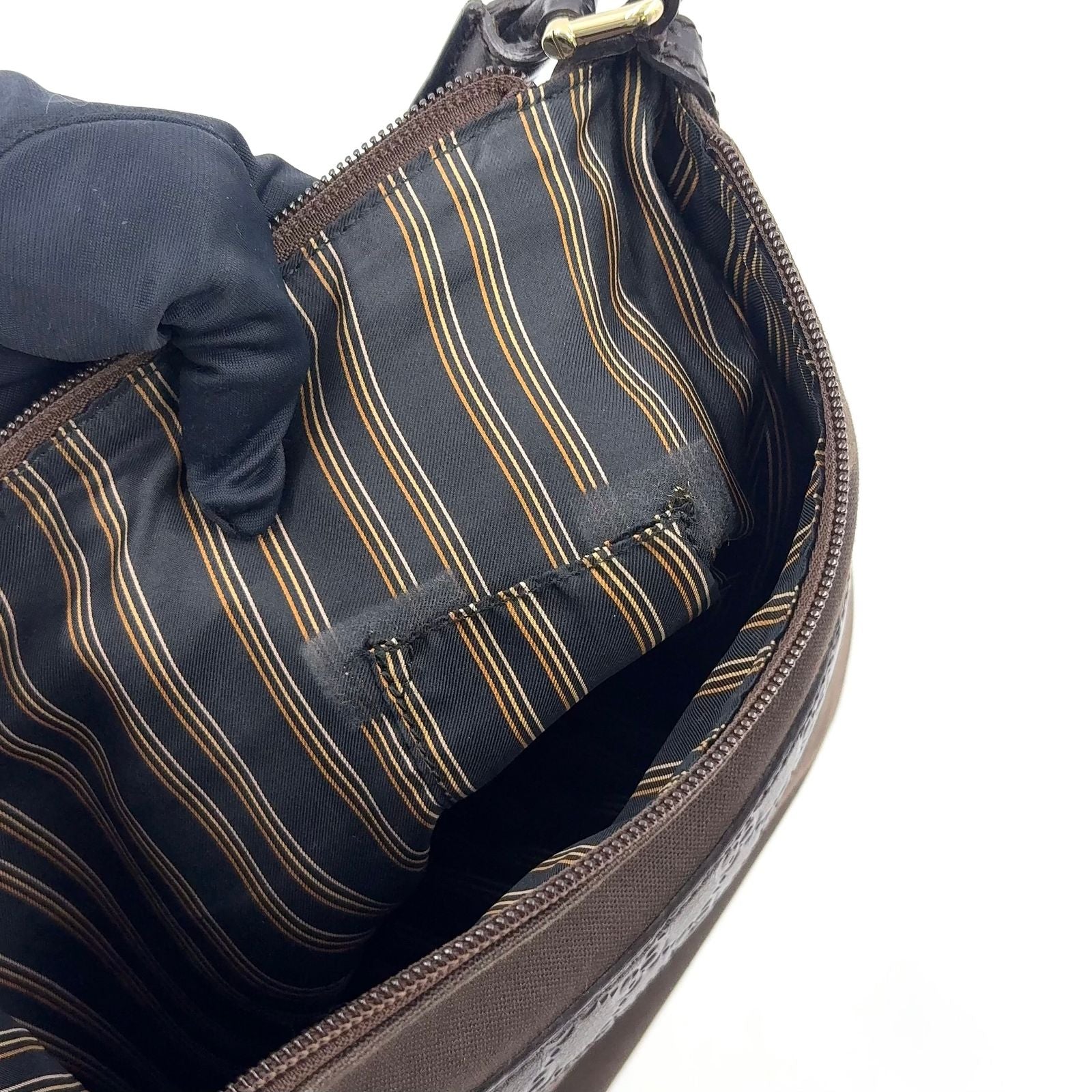 Gucci Limited Guccissima Leather Canvas Dark Brown Shoulder Bag Silver — view 6