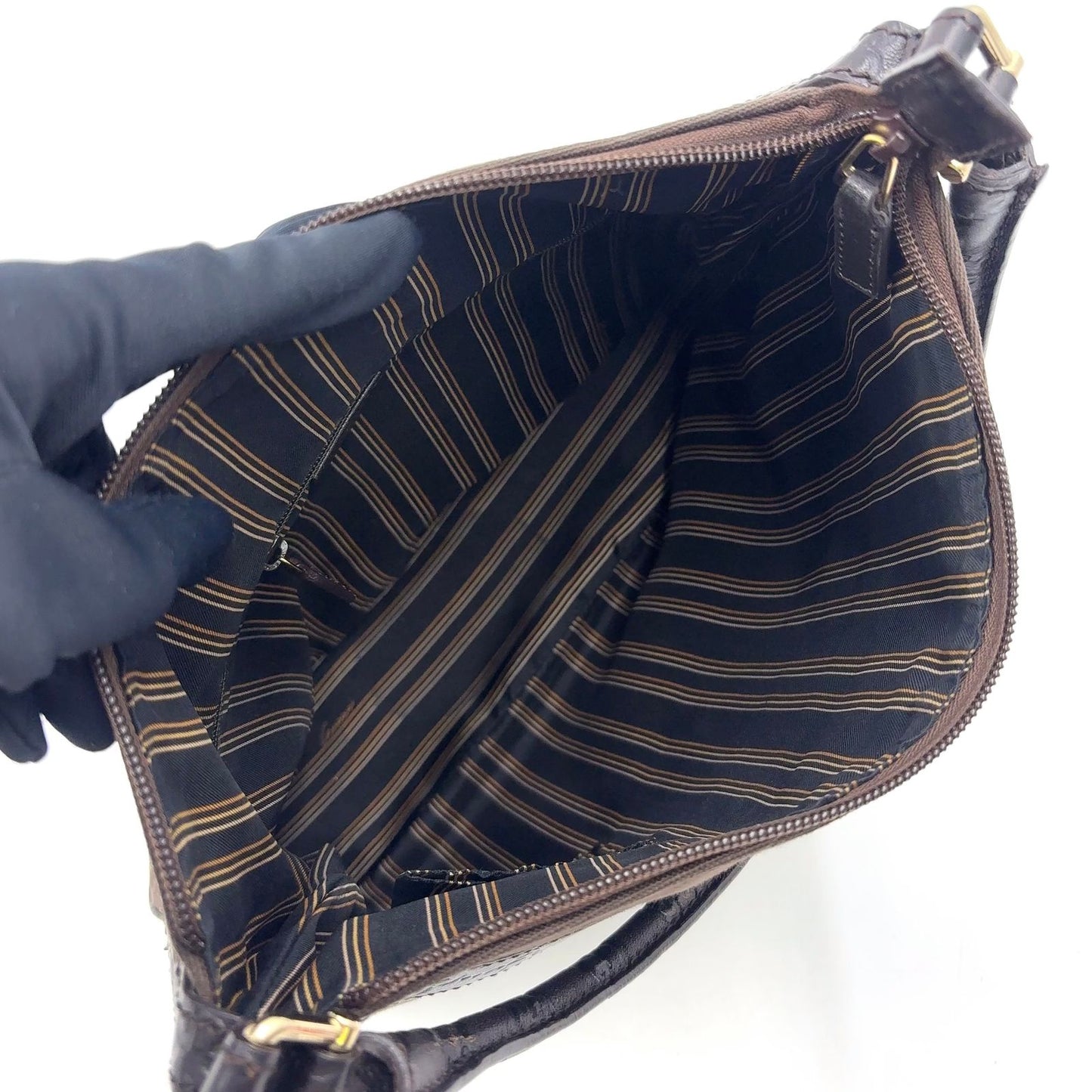 Gucci Limited Guccissima Leather Canvas Dark Brown Shoulder Bag Silver — view 3