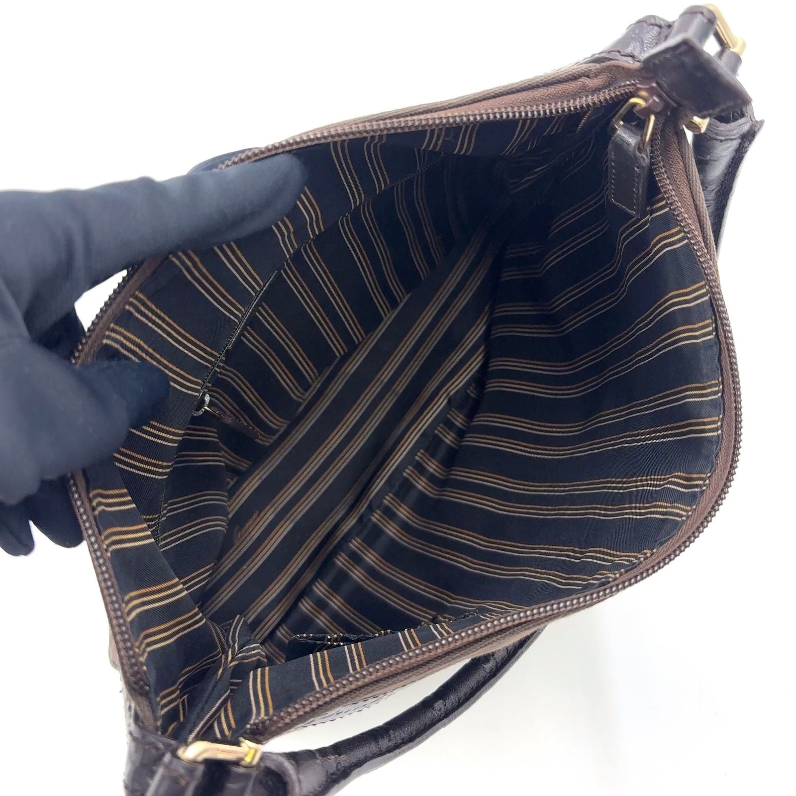 Gucci Limited Guccissima Leather Canvas Dark Brown Shoulder Bag Silver — view 3