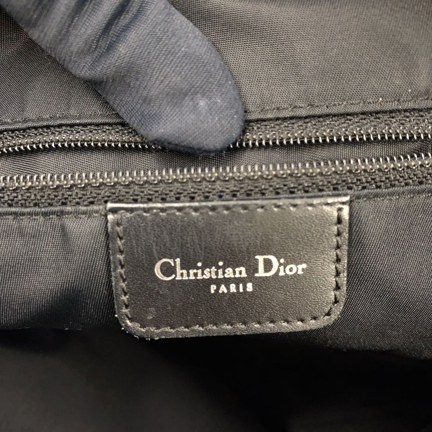 Dior Limited Trotter Canvas Navy Shoulder Bag Silver — view 4